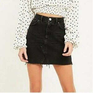 BDG Urban Outfitters Black Denim Distressed  Frayed Mini Skirt SZ XS
